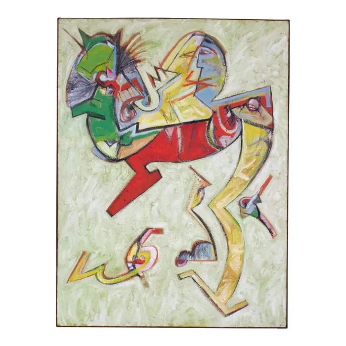 Abstract Oil on Canvas Painting of a Cat by James L. Bruch
