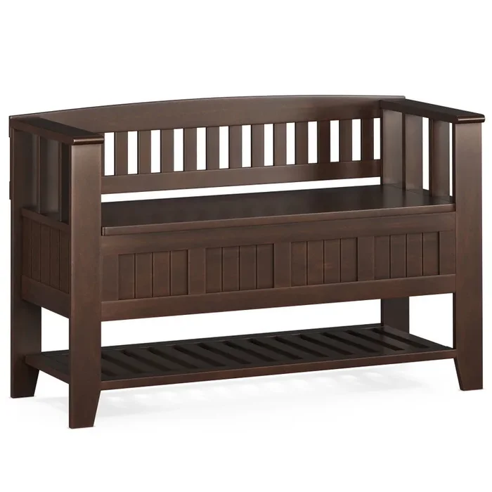 Acadian – Entryway Storage Bench With Shelf – Brown