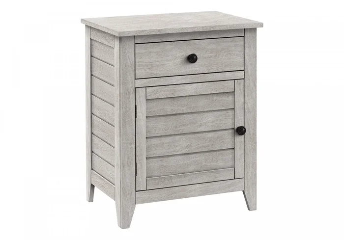 Accent Side End Table Nightstand Storage Drawer Bedroom Grey Veneer Transitional|Table de bout, d’appoint et de nuit de style transitionnel avec tiroir de rangement et placages gris pour la chambre à coucher