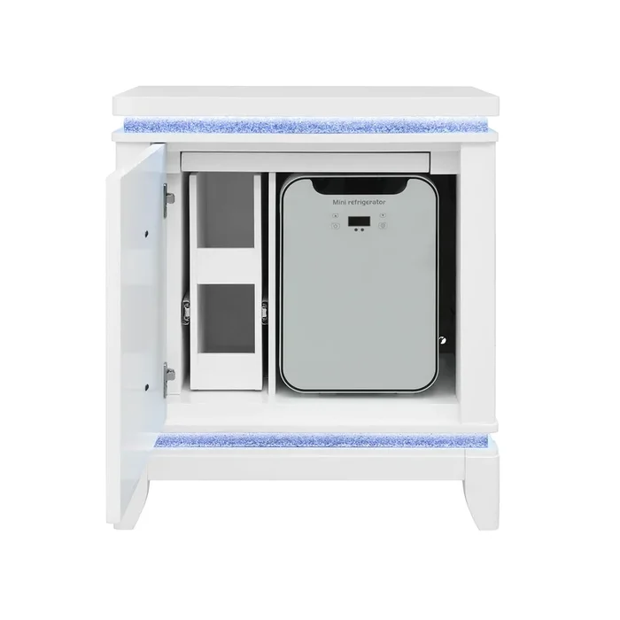 Adalid – Nightstand With Cooler, USB And Speaker – White