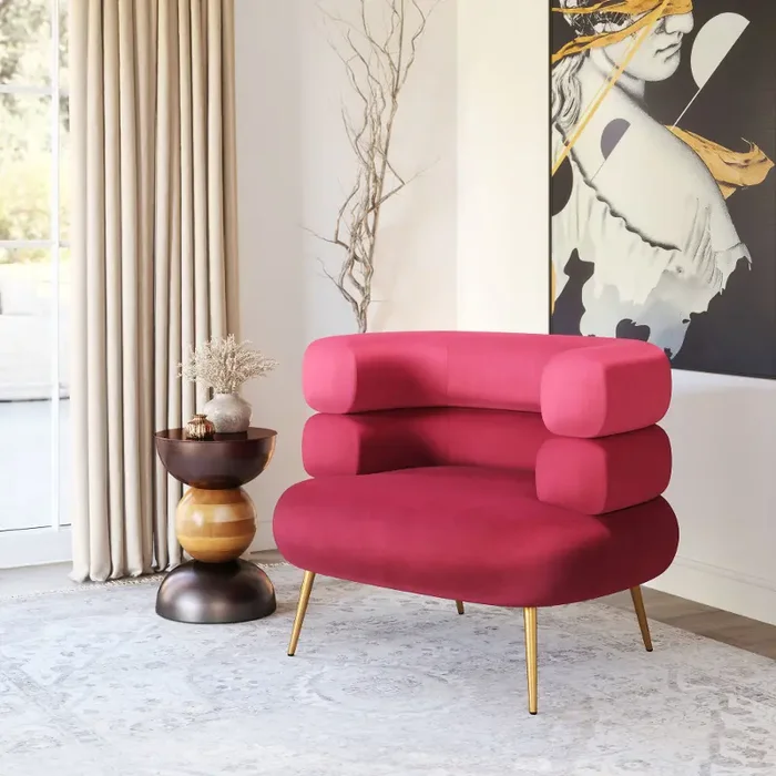 Aeris Red Velvet Accent Chair