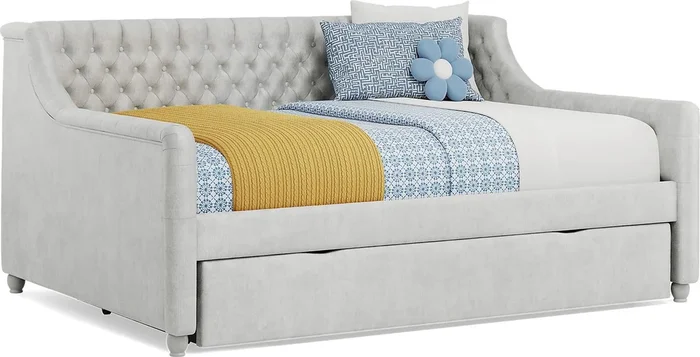 Alena Silver Full Daybed with Twin Storage Trundle