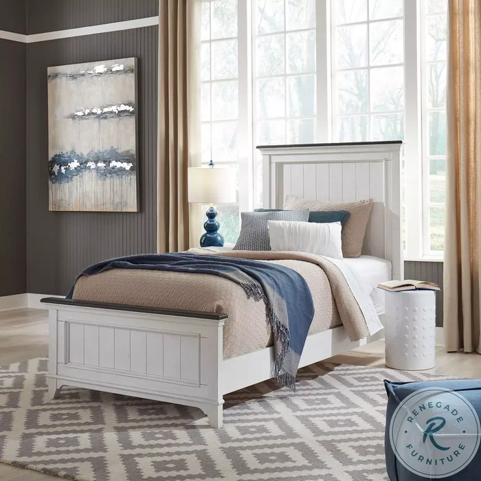 Allyson Park Wire Brushed White And Charcoal Full Panel Bed