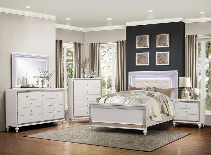 Alonza Panel Bedroom Set w/ LED Lighting