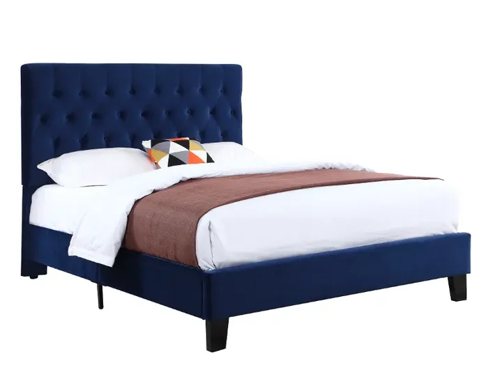 Amelia Dark Blue King Upholstered Bed