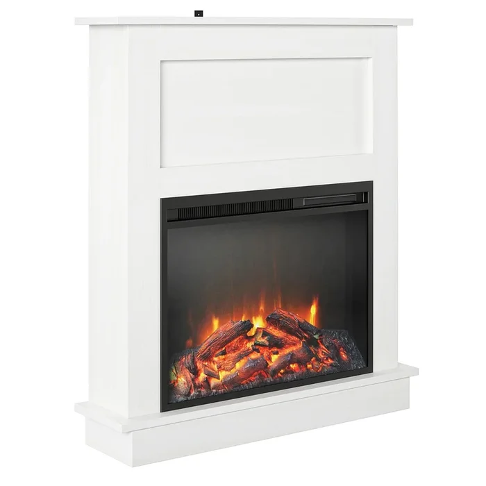 Ameriwood Home Ellsworth Electric Fireplace with Mantel – White|Foyer électrique Ellsworth d’Ameriwood Home avec manteau – blanc