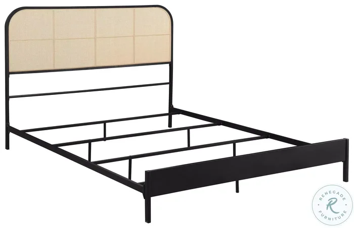 Amherst Black Radio Weave Rattan Queen Metal Bed