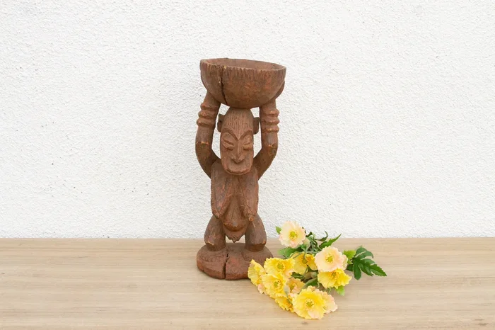 Ancient Offering, African Figure with Bowl (Trade)
