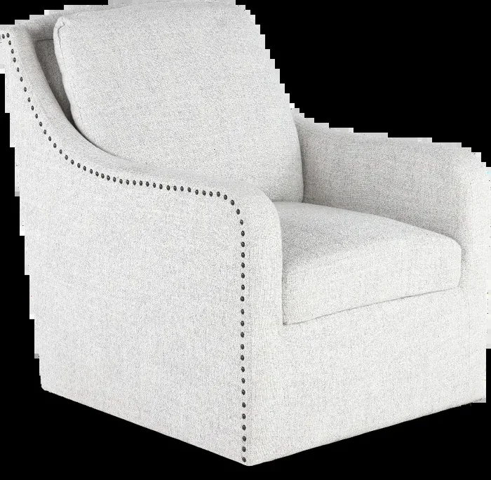 Anna Gray and White Swivel Accent Chair