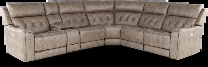 Anniston Fog Beige 6 Piece Power Reclining Sectional with Audio System