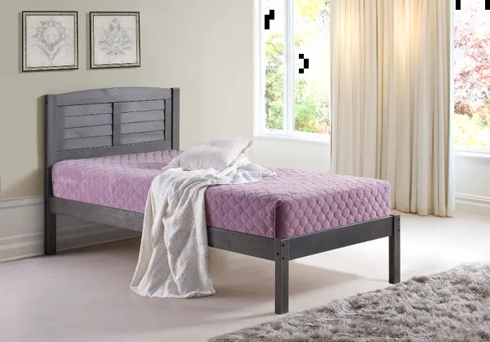 Antique Gray Twin Platform Bed – Louver