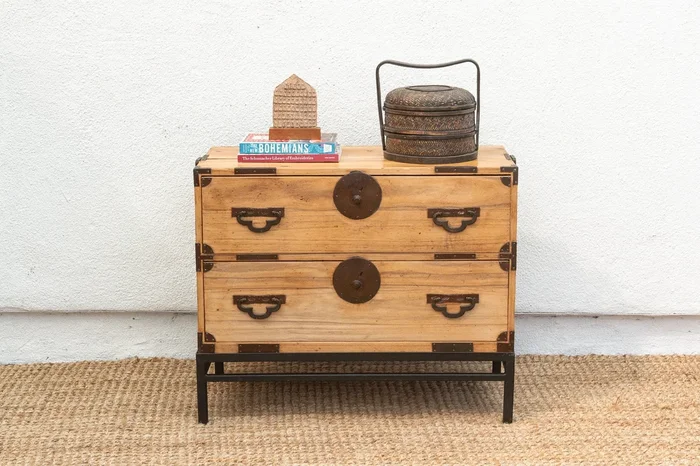 Antique Japanese Meiji Era Tansu Chest on Stand