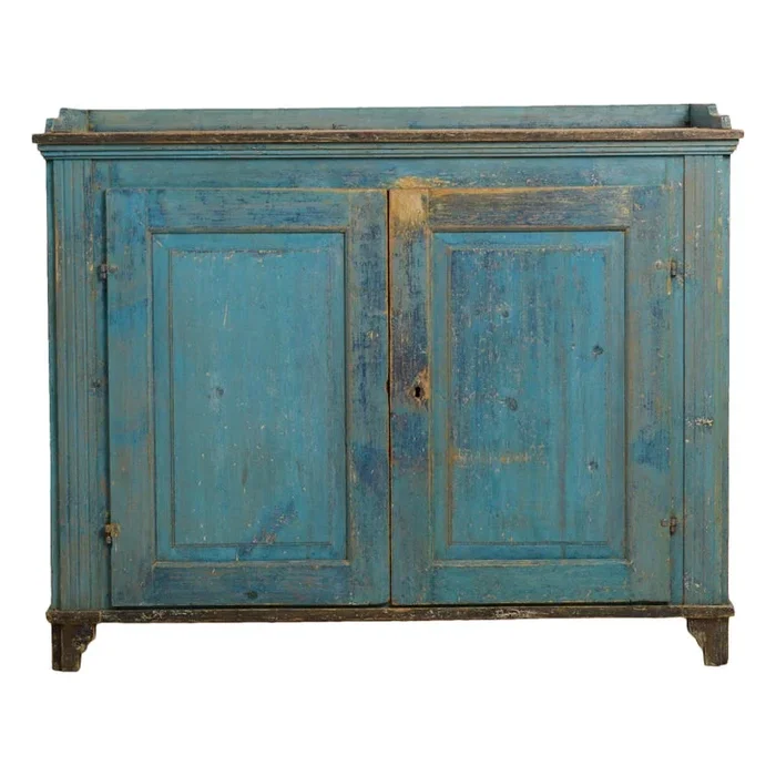 Antique Swedish Country Sideboard from the Gustavian Period with Blue Paint