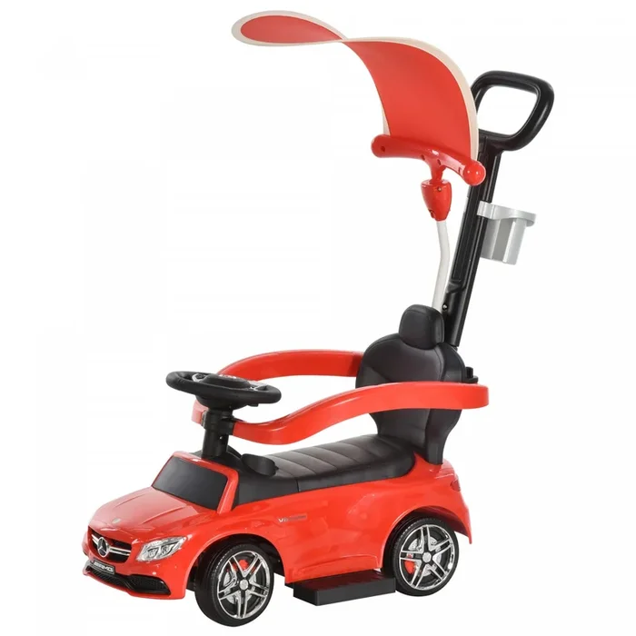 Aosom 3 In 1 Officially Licensed Push Ride On Car For Toddlers Stroller Sliding Walking Baby Push Pe|Aosom Voiture 3 En 1 Sous Licence Officielle Pour Tout-petits Poussette Coulissante Marche Bebe Avec