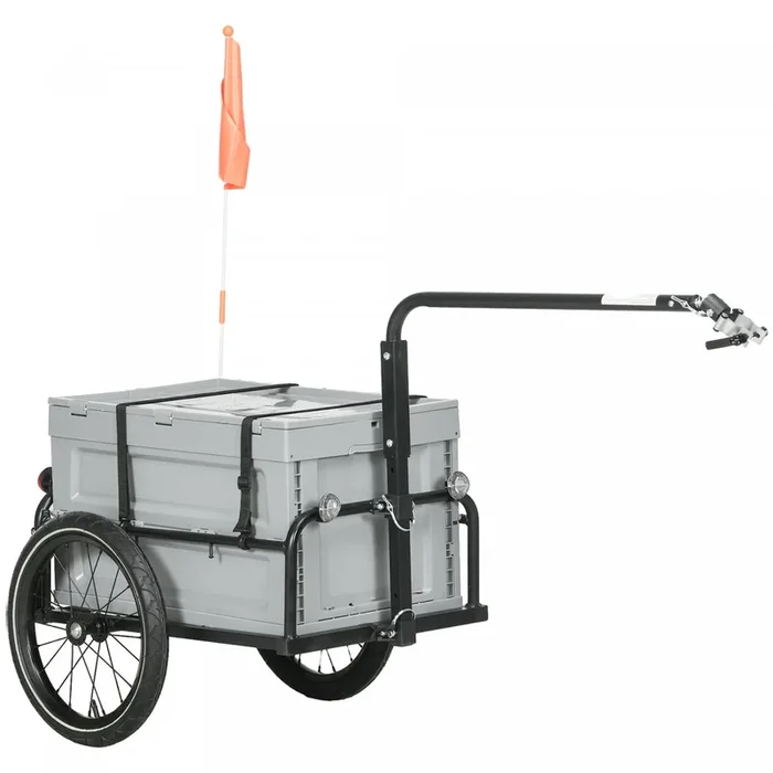 Aosom Bike Cargo Trailer, Bicycle Trailer Wagon Cart With Removable Storage Box, Quick Release 16″ W|Aosom Bicyclette Cargo Remorque Velo Wagon Avec Boite De Rangement Amovible