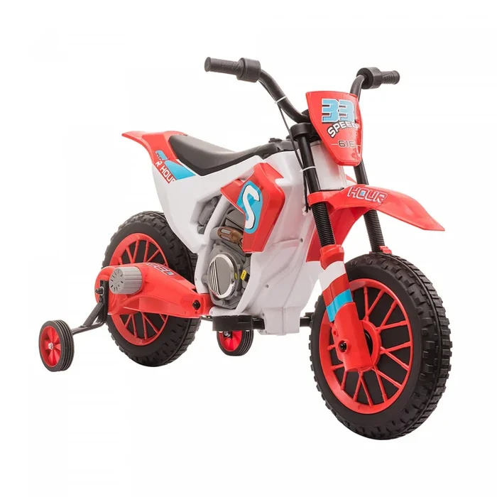 Aosom Kids Dirt Bike Battery Powered Ride-On Electric Motorcycle With Charging 12v Battery, Training|Aosom Moto Electrique Enfants A Batterie Avec Charge De Batterie 12 V, Roues D’entrainement Rouge