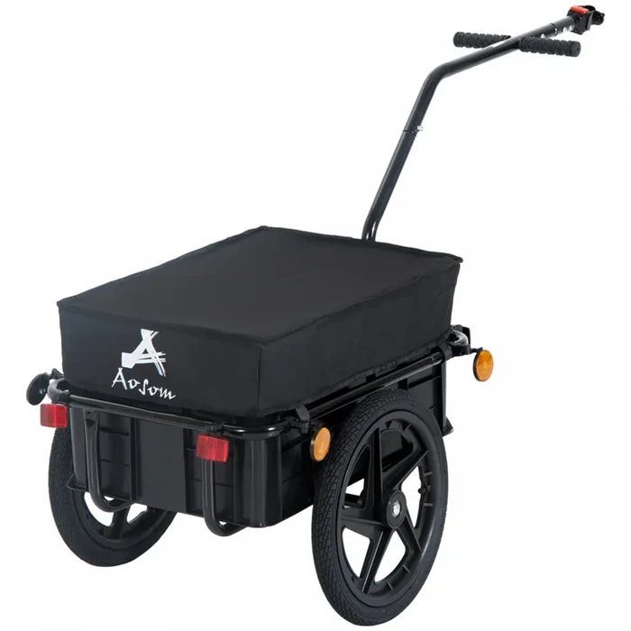 Aosom Multi-functional Bicycle Cargo Trailer Steel Large Bike Luggage Cart Carrier Black|Aosom Multi-functional Bicycle Cargo Trailer Steel Large Bike Luggage Cart Carrier Black (en Anglais