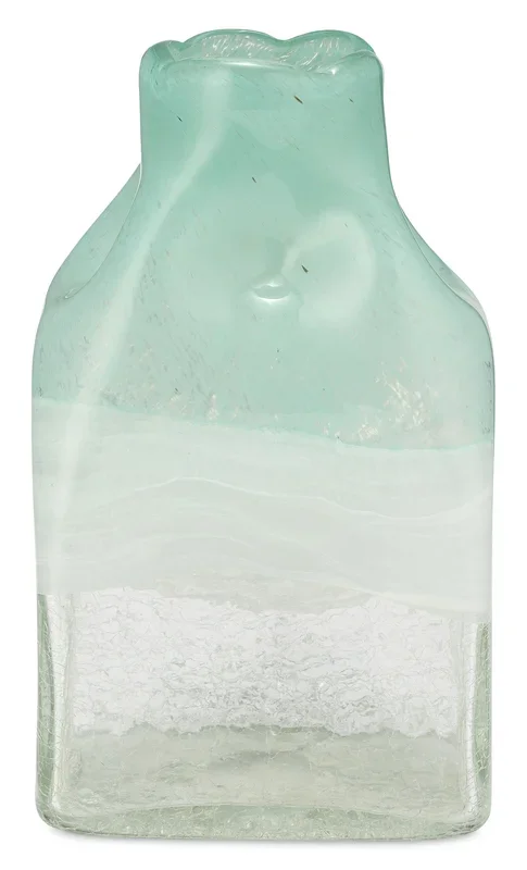 Aqua Haze 10″ Glass Bottle Vase|Vase en forme de bouteille en verre brume turquoise|14710GVS