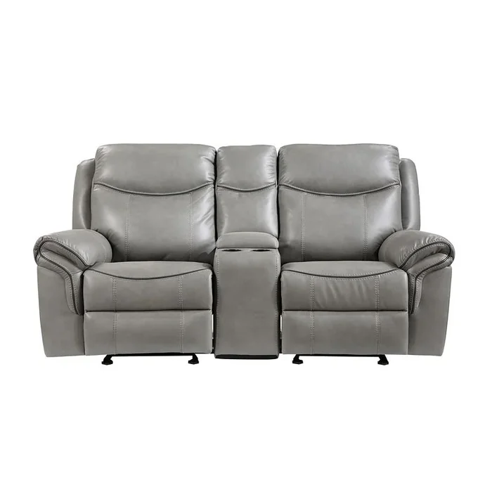 Aram Reclining Loveseat w/ Console (Gray)