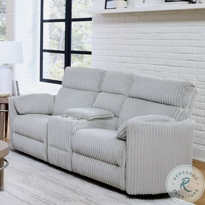 Arc Mega Grey Glider Power Reclining Console Loveseat