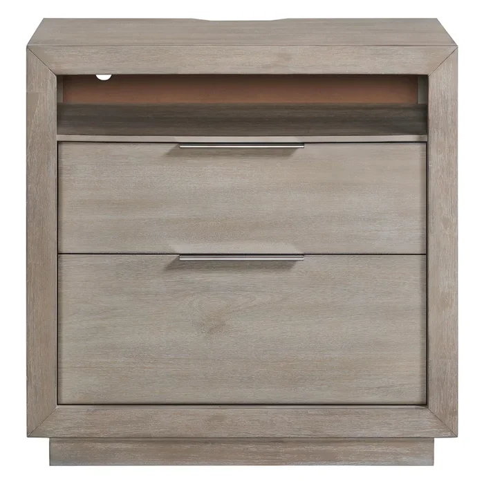 Arcadia Two Drawer Nightstand – Natural Gray