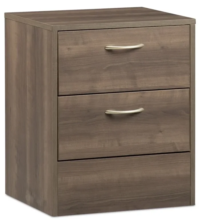 Arlo Bedside 2-Drawer Nightstand, 18.3″W x 22″H, Made in Canada – Grey/Brown | Table de nuit Arlo de 18,3 po (L) x 22 po (H) à 2 tiroirs, fabriquée au Canada – gris-brun