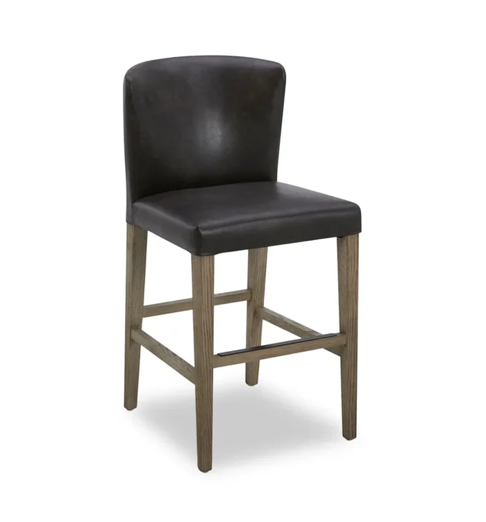 Arlo Counter-Height Stool with Vegan Leather Fabric – Bison Brown | Tabouret Arlo de hauteur comptoir en tissu de cuir végétalien – brun bison