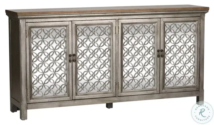 Artisan Wire Brushed Gray And White 4 Door Accent Cabinet