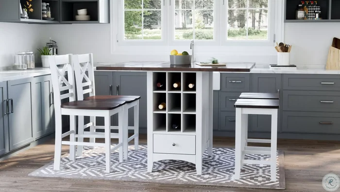 Asbury Park White Drop Leaf Counter Height Dining Room Set