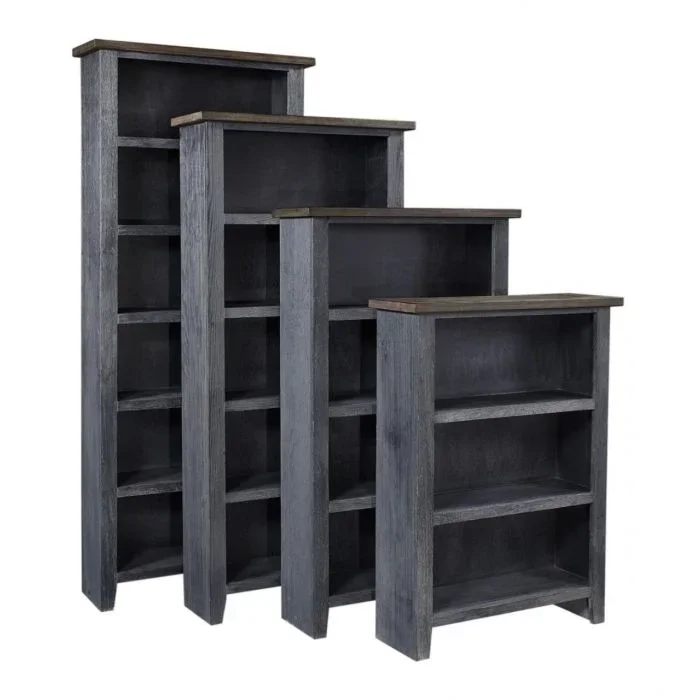 Aspenhome Eastport Drifted Black 84 Inch Bookcase with 5 Fixed Shelves