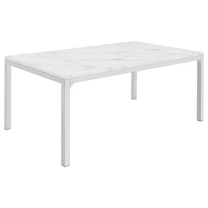 Athena – Rectangular Faux Marble Dining Table – Chrome