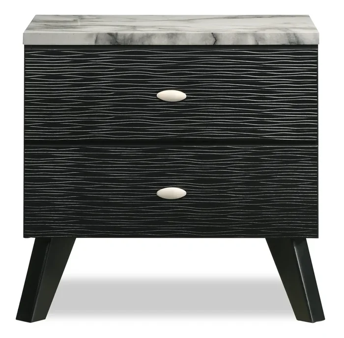 Atlas Bedside 2-Drawer Nightstand, 24.5″W x 23.4″H, Mid-Century Modern – Black | Table de nuit moderne du milieu du 20e siècle Atlas de 24,5 po (L) x 23,4 po (H) à 2 tiroirs – noire