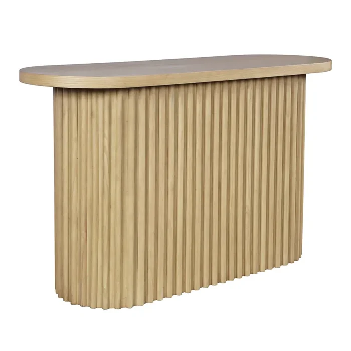 Auden Oval Mid-Century Modern Fluted Pedestal Base Sofa Console Table 2420-4TBNATKT