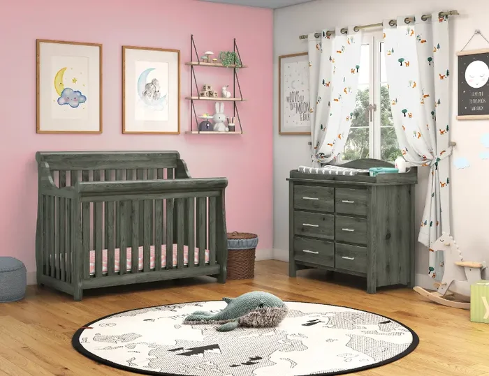 B-Two Rustic Gray Harper Crib