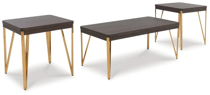 Bandyn – Occasional Table Set (Set of 3) – Brown / Champagne