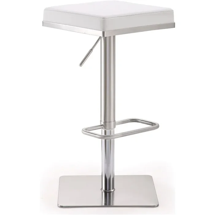 Bari White Steel Adjustable Barstool