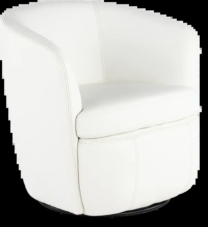 Barolo White Leather Swivel Club Chair