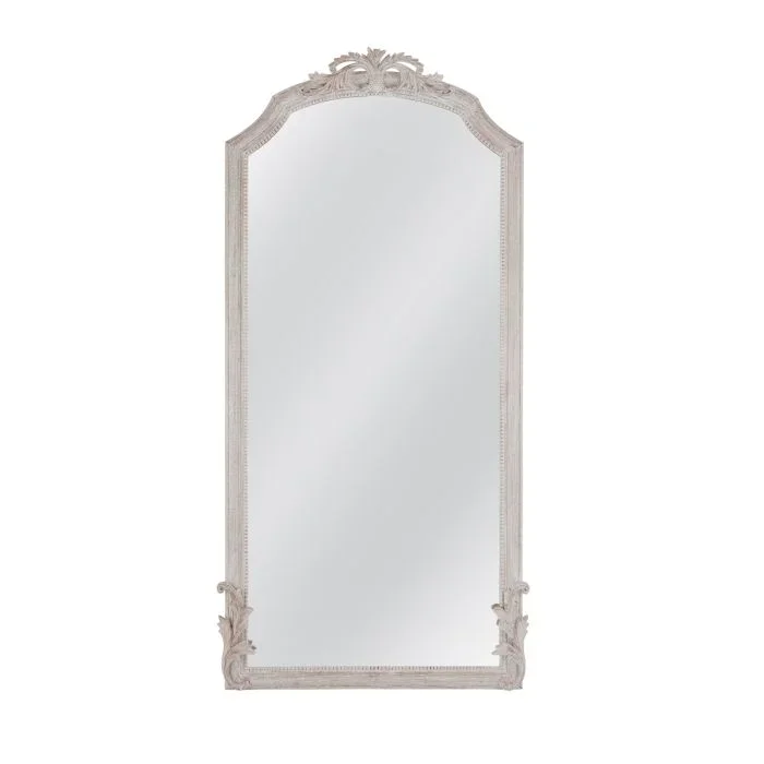 Bassett Mirror Traditional Distressed White Coltrane Arched Floor Mirror
