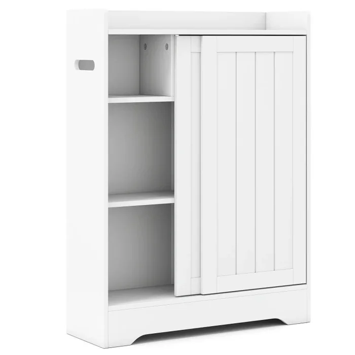 Bathroom Storage Cabinet Slim Floor Cabinet with Toilet Paper Holders