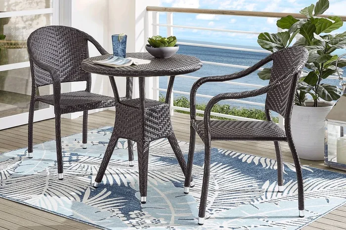 Bay Terrace Brown Wicker 3 Pc 28 in. Round Outdoor Dining Set