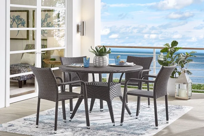 Bay Terrace Brown Wicker 5 Pc 48 in. Round Outdoor Dining Set