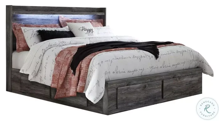Baystorm Gray King Platform Double Under Bed Storage Bed