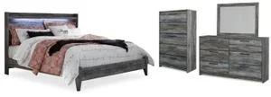 Baystorm King Panel Bed, Dresser, Mirror and Chest