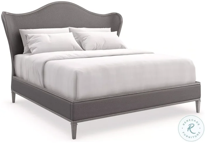 Bedtime Beauty Sea Smoke Leaf Upholstered King Platform Bed