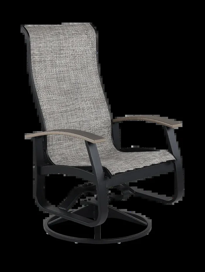 Belle Isle Black Patio Sling Swivel Rocker