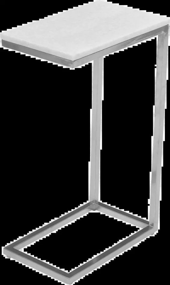 Bianco White Marble C-Shaped Side Table