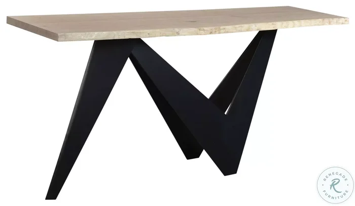 Bird White Oak And Black Console Table