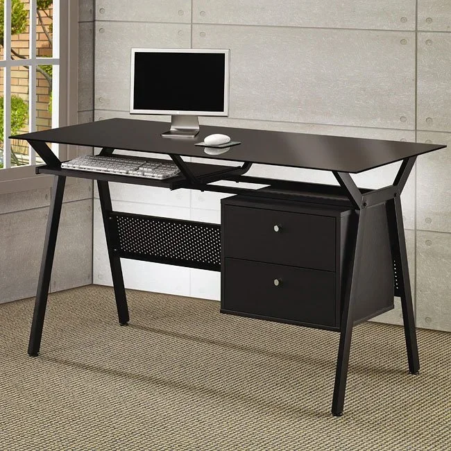 Black Metal and Glass Computer Desk