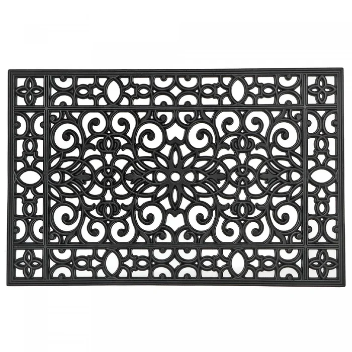 Black Rubber Grill Mat 23 x 36 Floral Floormat|Tapis de plancher floral 23 x 36 de type grille en caoutchouc