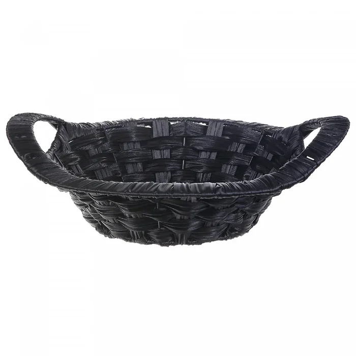 Black Weave Basket with Handle Round 12.2″ – Set of 2 Storage|Panier tressé noir de 12,2 po avec poignée ronde – ensemble de 2